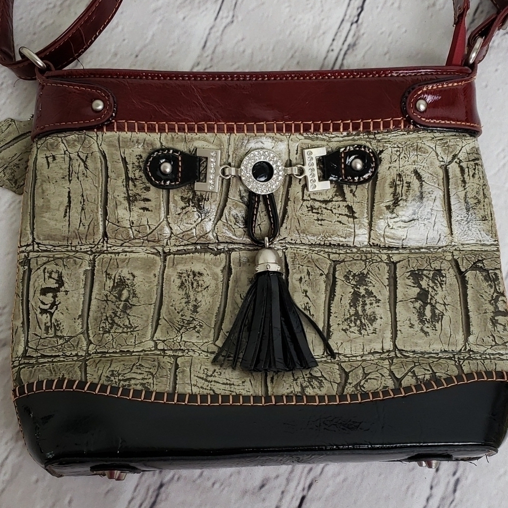 Vintage MC Faux Leather Croc Embossed Shoulder Crossbody Bag Unused EUC - Picture 3 of 15